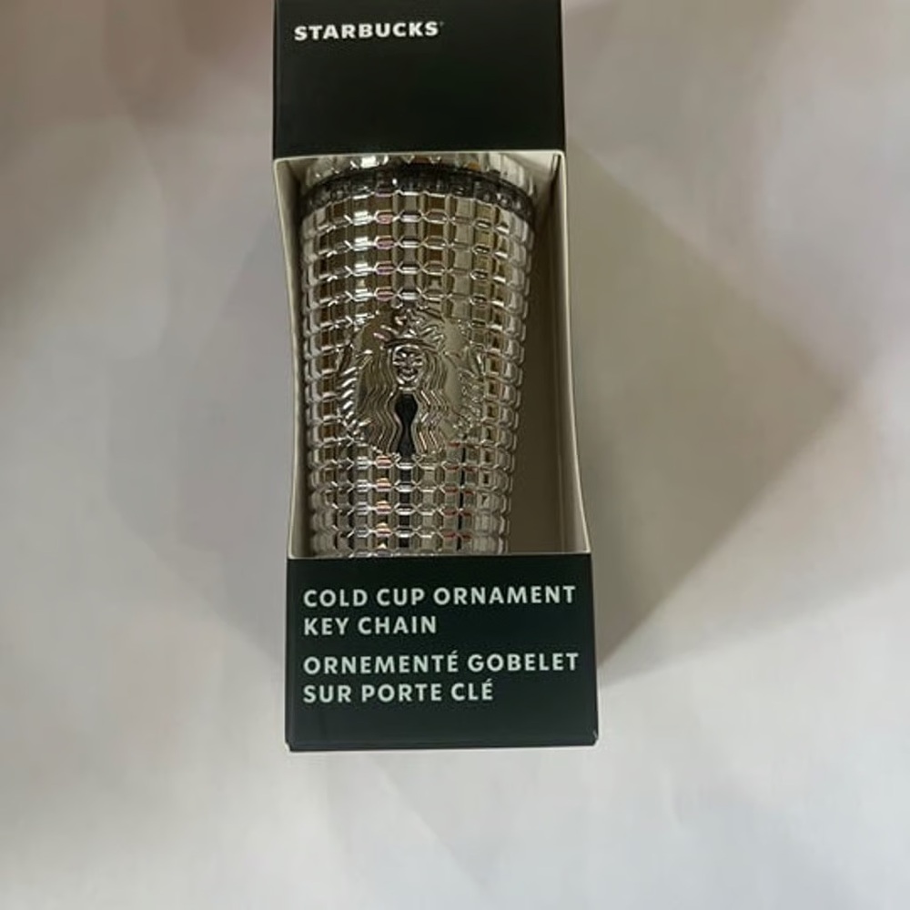 Starbucks Silver Grid Cold Cup Keychain